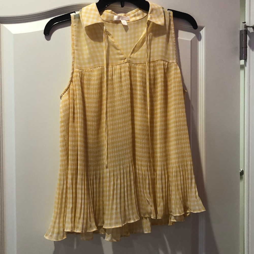 Yellow plaid sheer tank/blouse (XS)